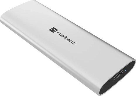Natec rhino m.2 NVMe lite eksternt kabinet til SSD M.2 NVMe/PCIe USB‑C 3.2 arctic silver