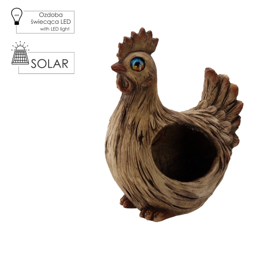 Havekrukke hane med solcelledrevet LED-belysning 29,5 × 20 × 38 cm