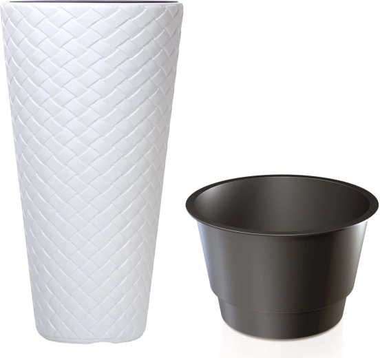 Matuba Slim blomsterkrukke med indsats 40 cm hvid