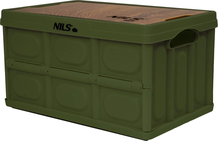 Sammenklappelig kasse med trælåg 2-i-1 9 l grøn
