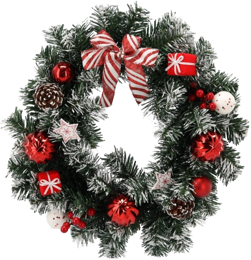 Julekrans 40 cm hvid-rød