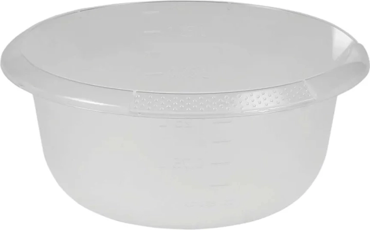 Transparent rund skål med hældetud 20 cm, 1,5 l