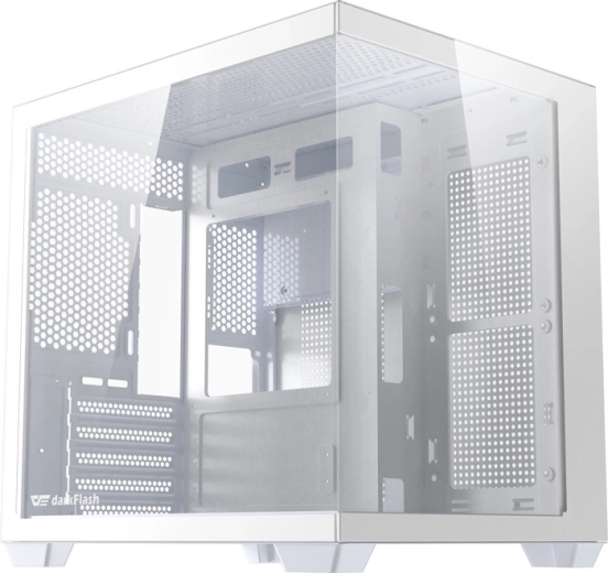 Computer kabinet DARKFLASH B275 – hvid, panoramaglas 270°, M-ATX/ITX
