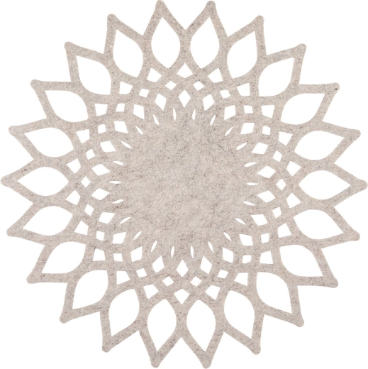 Rund filtdækkeserviet 38 cm – beige blomst