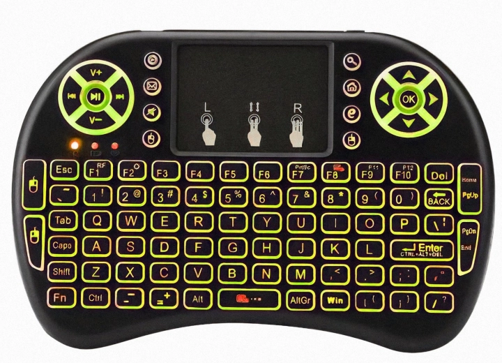 Trådløst mini-tastatur med touchpad og RGB-baggrundsbelysning