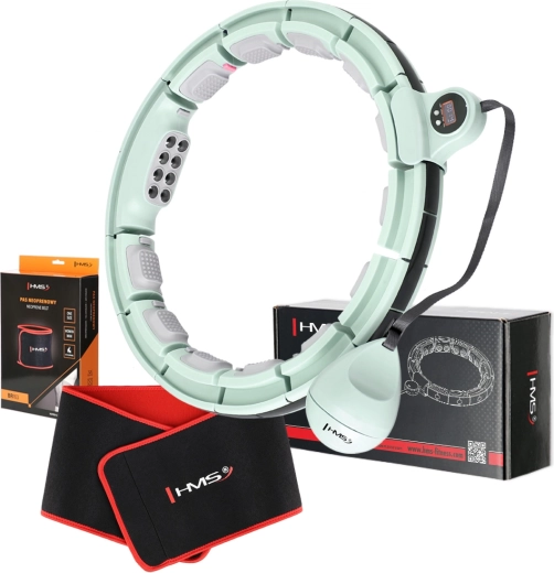 Sæt med masserende hula hoop fra HMS med tæller og magneter + slankebælte BR163, grøn