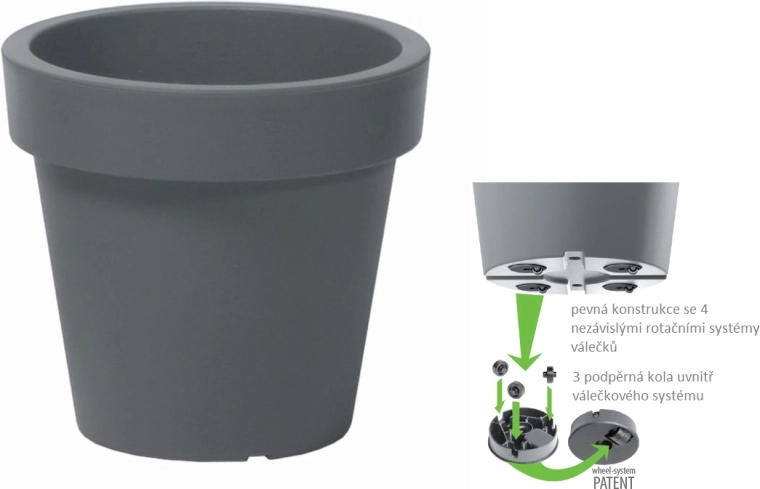 Lofly blomsterkrukke 58,2 cm grå sten på hjul