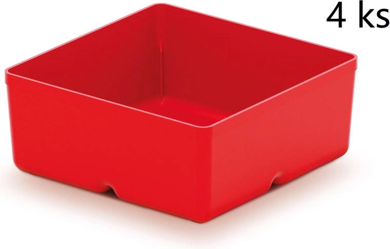 Sæt med 4 plastbokse til værktøj Unite Box, røde, 110 × 110 × 112 mm