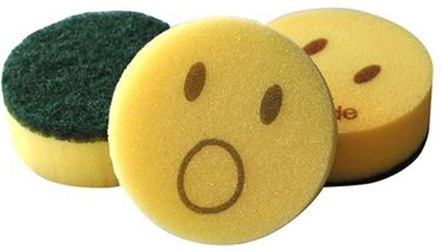 Runde opvaskesvampe Smiley, 6 stk.