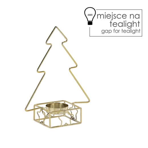 Gylden metalslysestage formet som et juletræ