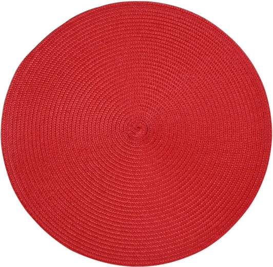 Rund bordmåtte af PP med strålook 38 cm – rød