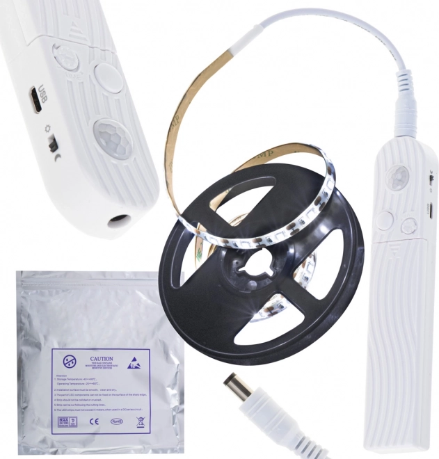 LED-lysstrip med bevægelsessensor, 1 m, kold hvid, USB/AAA-strømforsyning