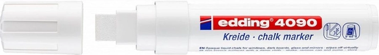 Edding 4090 kridtmarker hvid – flydende kridt med bred spids