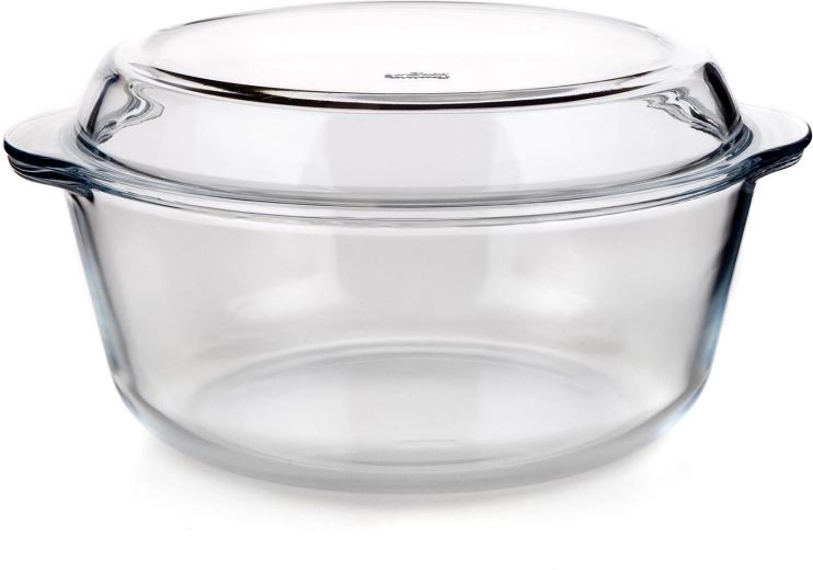 Rund glasbradepande med låg 4,1 l