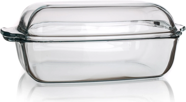 Firkantet glasfad med låg 5,5 l