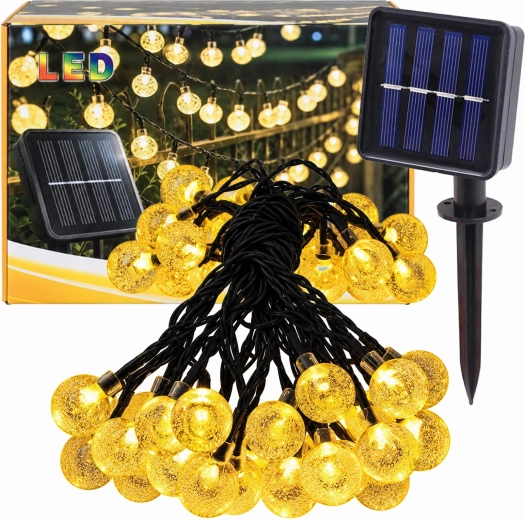 Solarhave-lyskæde med kugler, 50 LED, 7,5 m