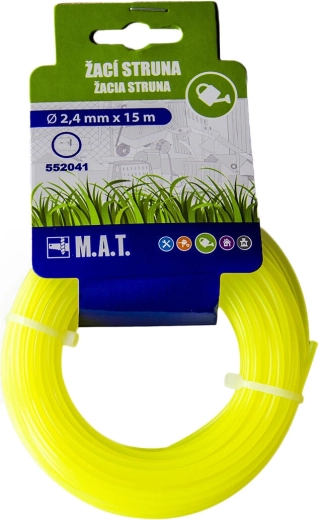 Nylontråd til trimmer 2,4 mm, rund profil, 15 m, gul