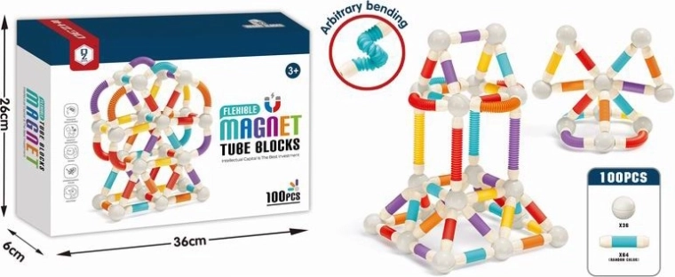 Magnetisk byggesæt – bevægelige rør, 100 dele