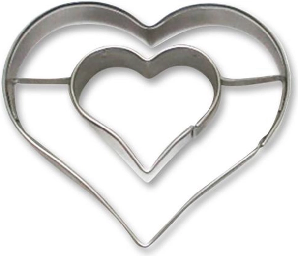 Udstiksform til småkager – dobbelt hjerte i rustfrit stål 5–6 cm