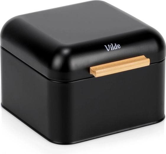 Sort metalbrødkasse 22 × 20 × 14,5 cm Vilde