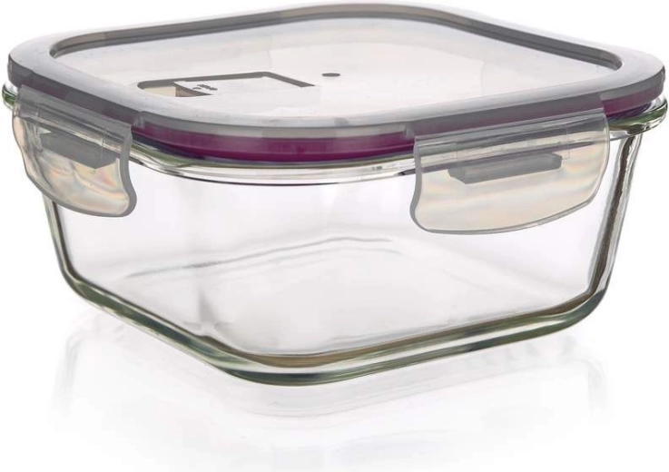 Glaskrukke til mad Lora 300 ml - bordeaux låg