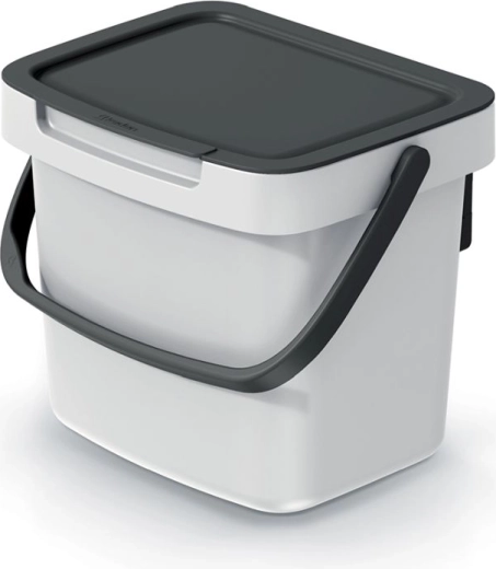 Affaldsspand Systema Q Collect 3 l askefarvet med sort låg