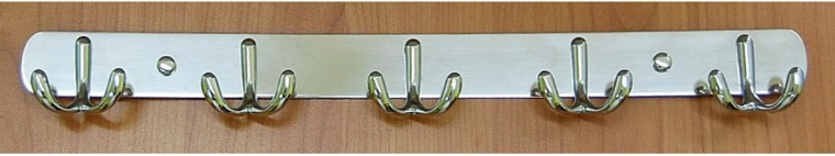 Vægkrog med fem dobbelte kroge CYRIL, krom