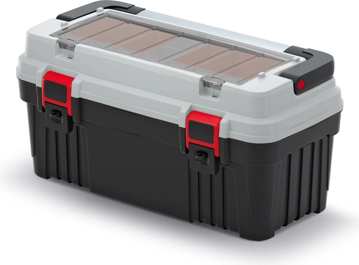 Værktøjskasse med metalhåndtag Optima, grå, 540 × 278 × 269 mm