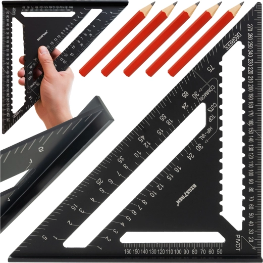 Aluminium tømrer-/snedkervinkel 30 × 30 cm Bigstren