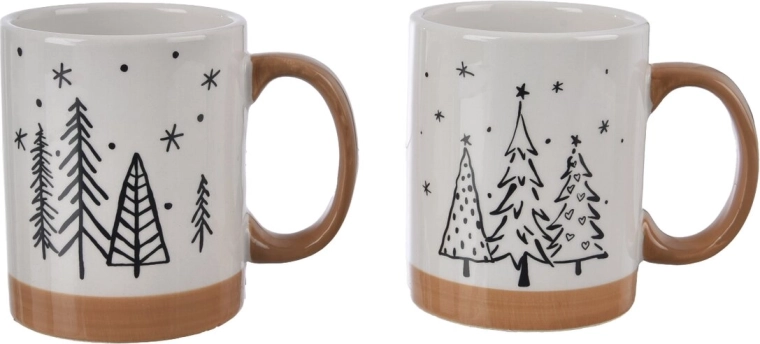 Dolomitkrus med juletræsmotiv hvid/beige 9 cm (mix af 2 varianter)