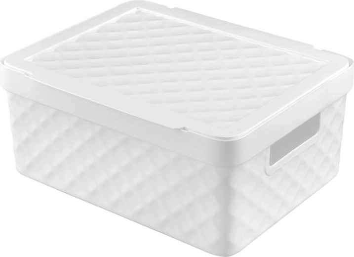 Plastikopbevaringskurv med låg HEIDRUN Diamond 36 × 27 × 14 cm - 1 stk.