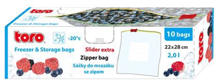 Frysepose TORO 2 l, lynlås, 10 stk.