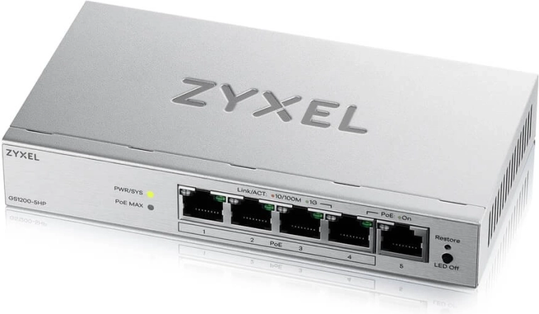 Zyxel GS1200-5HP v3 – 5-port gigabit PoE netværksstyret switch