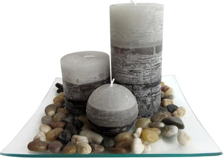 Gavesæt med lys på glasfad – jasmin