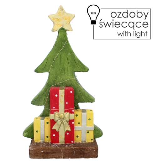 Julefigur – træ med gaver med LED-belysning 45,5 cm