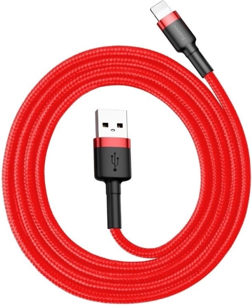 Baseus USB–Lightning opladnings- og datakabel, 0,5 m, 2,4 A, rød