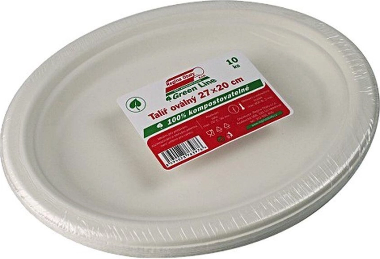 Ovale engangstallerkener af pulp 26 × 19 cm (10 stk)