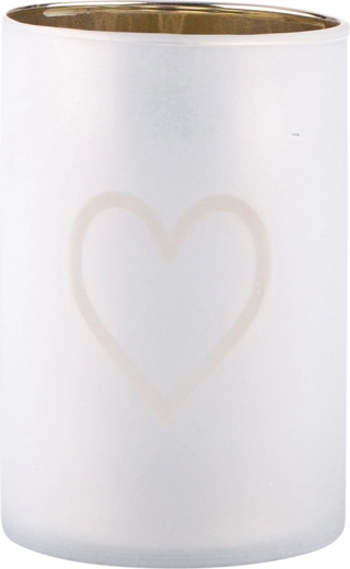 Glaslygte med hjerte, mat med gylden inderside, 8 × 12 cm