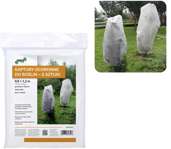 Beskyttende vinterovertræk til planter 0,8 × 1,2 m, hvid 50 g (2 stk.)