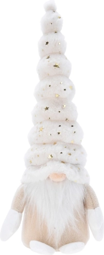 Juleplys-nisse 42 cm – cremefarvet dekorativ nisse, mix af 3 varianter