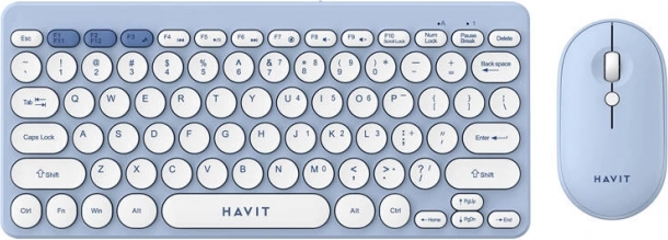 Havit trådløst tastatur- og musesæt i blå farve