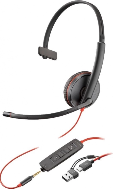 Blackwire mono-hovedtelefoner med USB og 3,5 mm stik