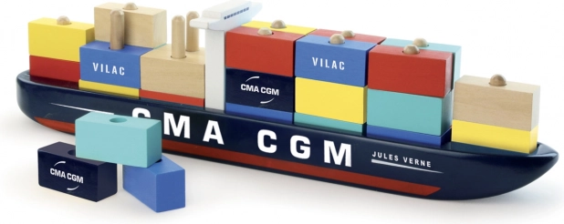 Vilac Træpuslespil container-skib CMA CGM Jules Verne