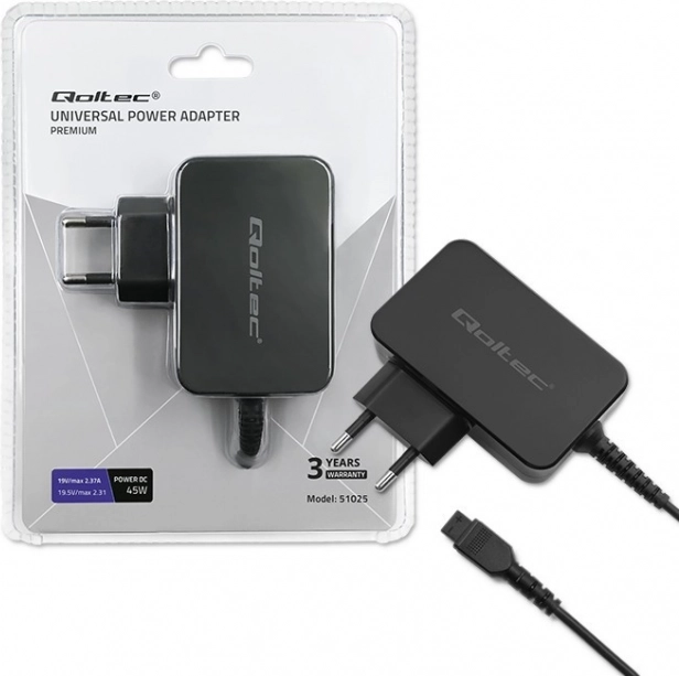 Universal strømforsyningsadapter 45W med 8 stik