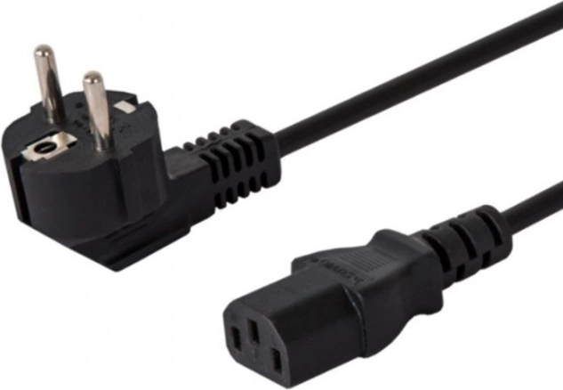 Strømkabel Schuko - IEC C13, vinkel, 3 m