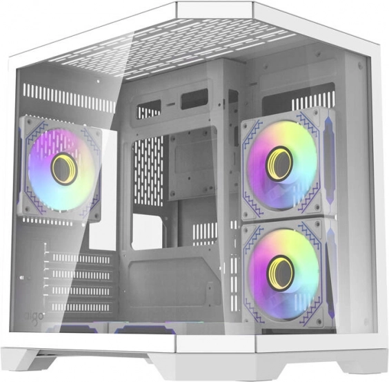 Hvid computerkasse Darkflash FT350 med 5 aRGB-ventilatorer