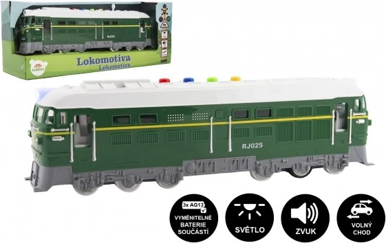 Plastlokomotiv på batteri med lyd og lys 35 cm – Grøn