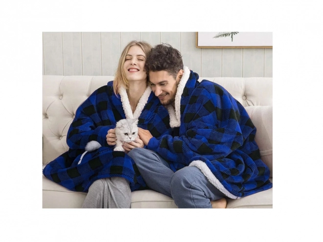 Varm oversize tæppetrøje med hætte