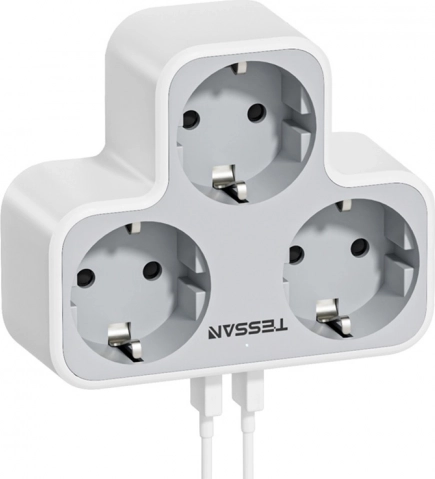 TESSAN vægstik med USB 2,4A