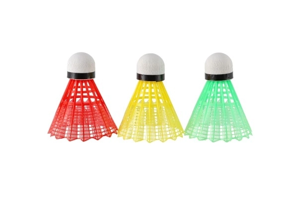 Bold/kurve til badminton farverige plast 3 stk på kort 11x21 cm